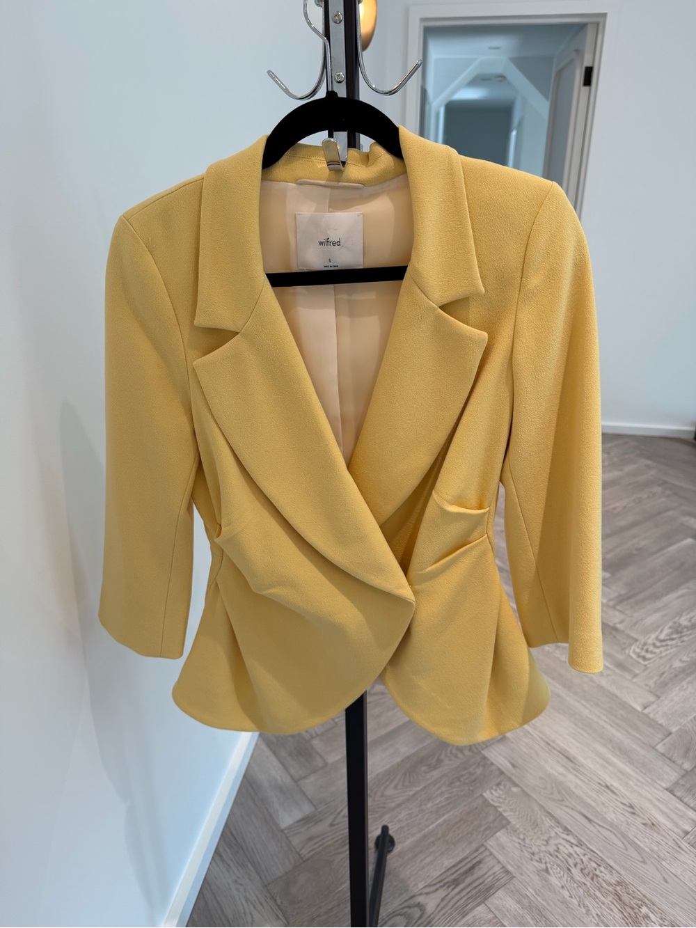 Wilfred Pale Yellow Draped Waist Blazer